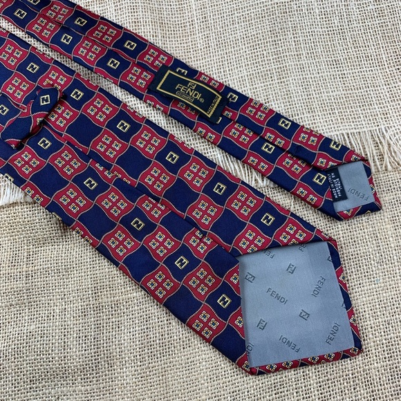 FENDI Cravatte TIE Necktie Whimsical FF Silk Italy - Picture 8 of 9